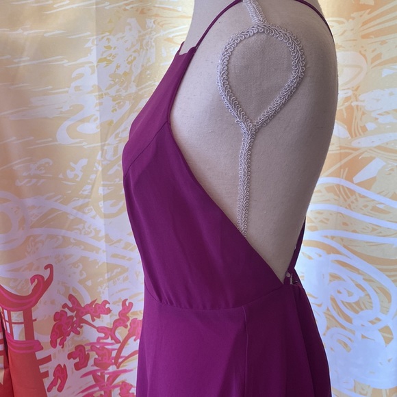 LULUS MEDIUM SPAGHETTI STRAP PURPLE CHIFFON ADJUSTABLE MIDI DRESS - Picture 3 of 8